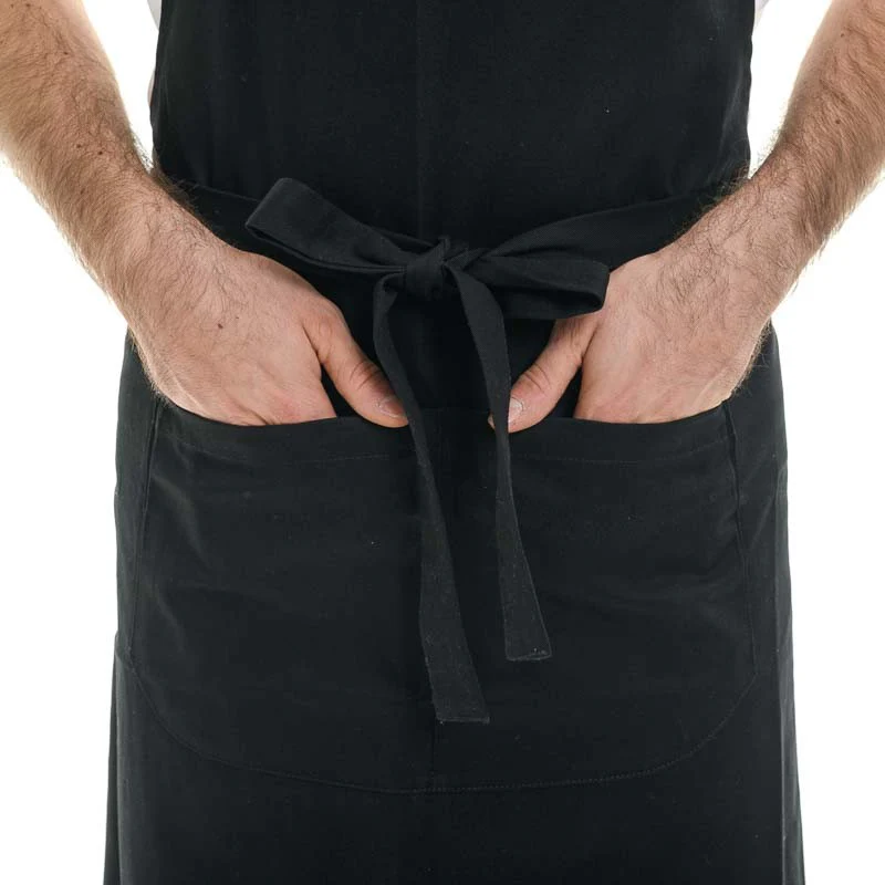 Tablier à Bavette avec Poche en Coton Bio Noir - KARIBAN - Image 4