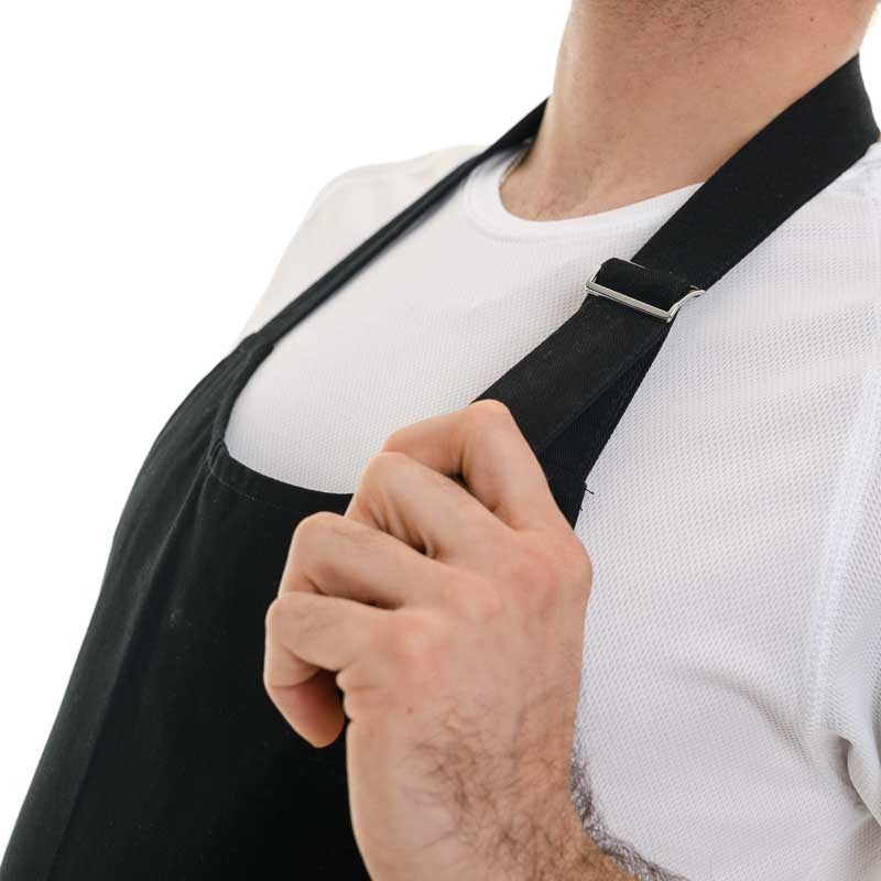Tablier à Bavette avec Poche en Coton Bio Noir - KARIBAN - Image 5