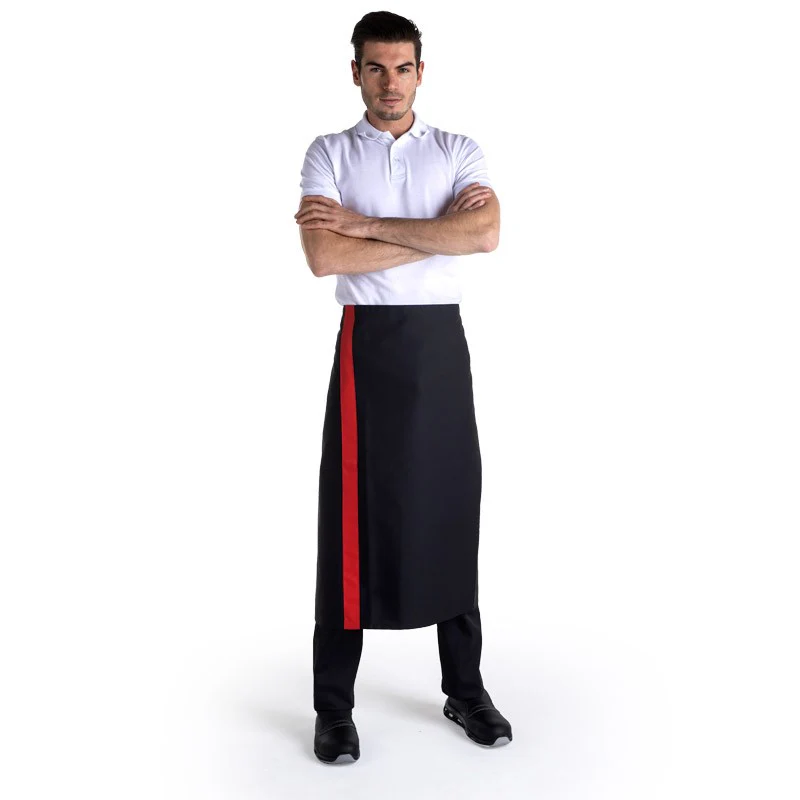 Tablier Noir Bande Couleur 90cm - MANELLI