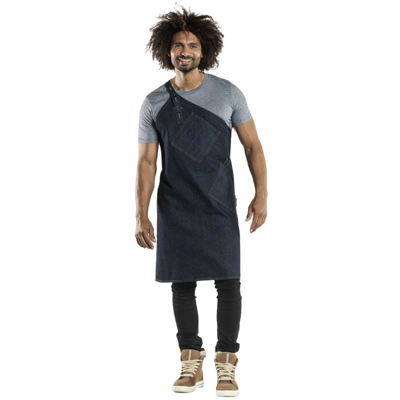 Tablier Restauration Asymétrique Bleu Denim - CHAUD DEVANT
