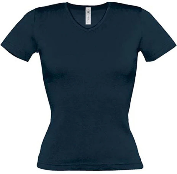 Tee Shirt de Travail Femme Col V Bleu Marine - TOPTEX