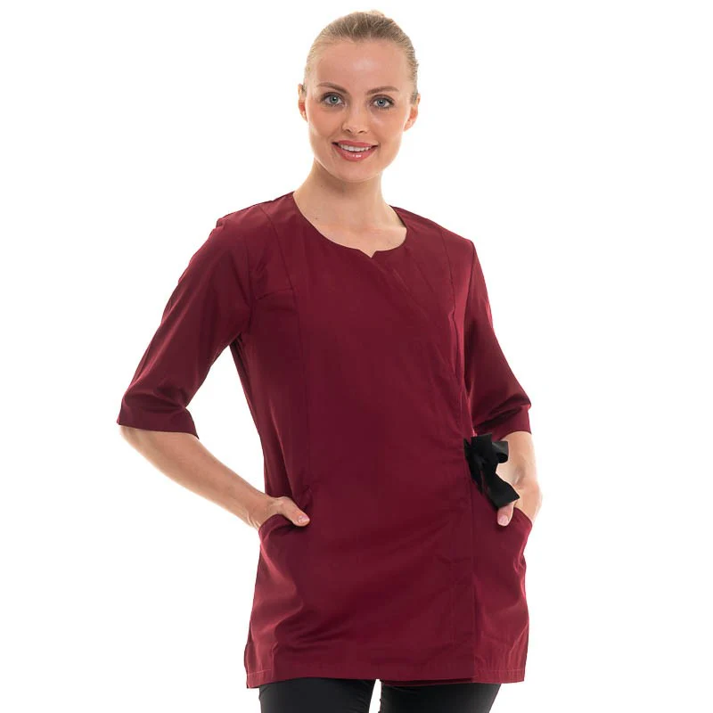 Tunique Esthéticienne Femme Bordeaux Modèle Faustine - HASSON BY MOLINEL - Image 3
