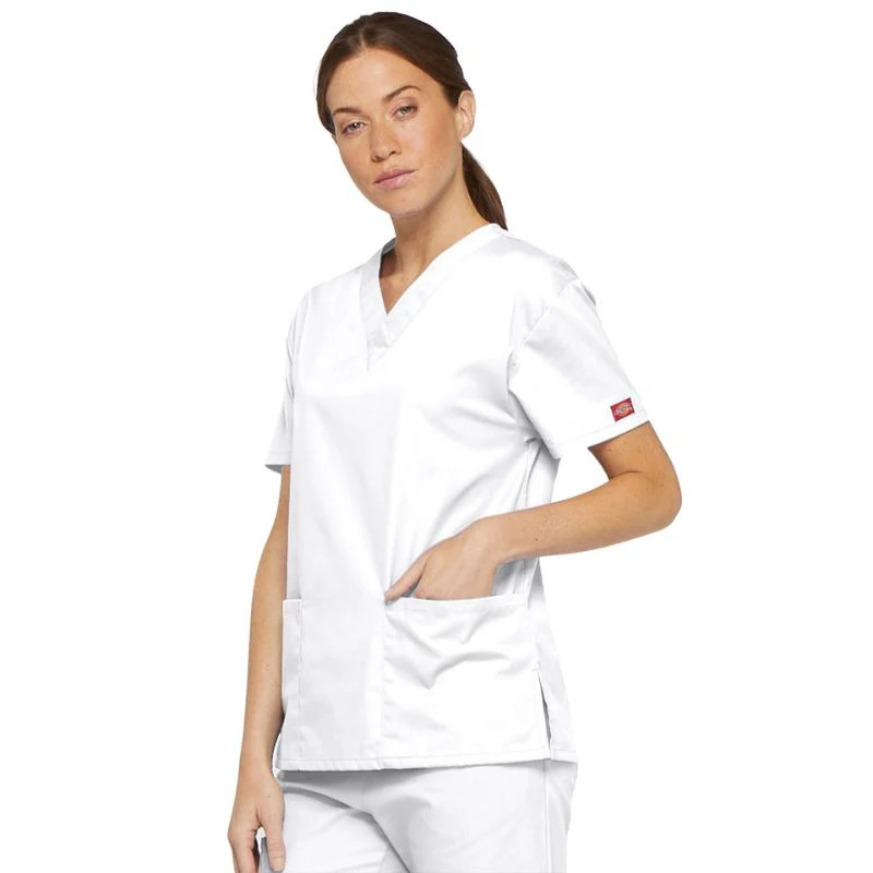 Tunique Médicale Mixte Manches Courtes Blanche Col V - DICKIES MEDICAL - Image 2