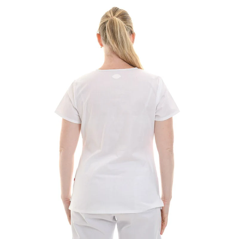Tunique Médicale Femme Manches Courtes Col V Blanc - DICKIES MEDICAL - Image 3
