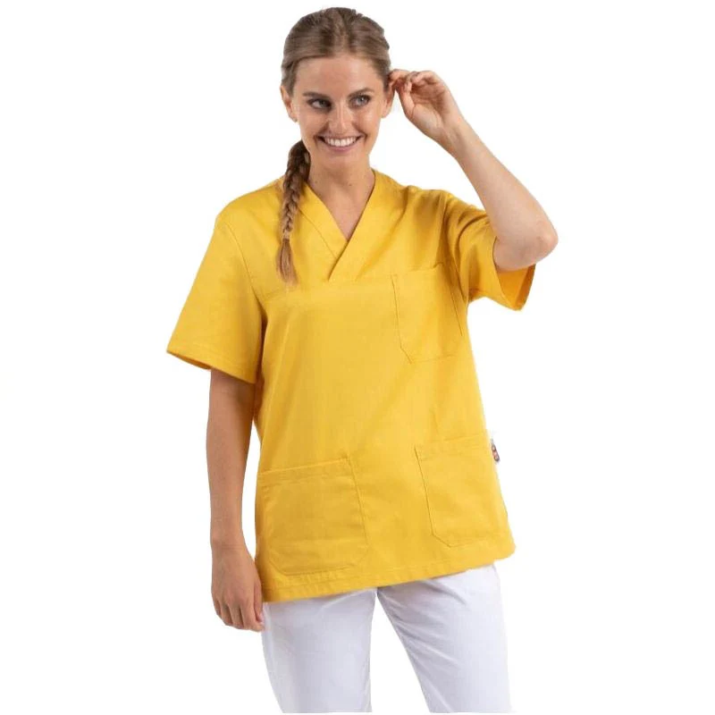 Tunique Médicale Unisexe Jaune à Col V - EGOCHEF - Image 3