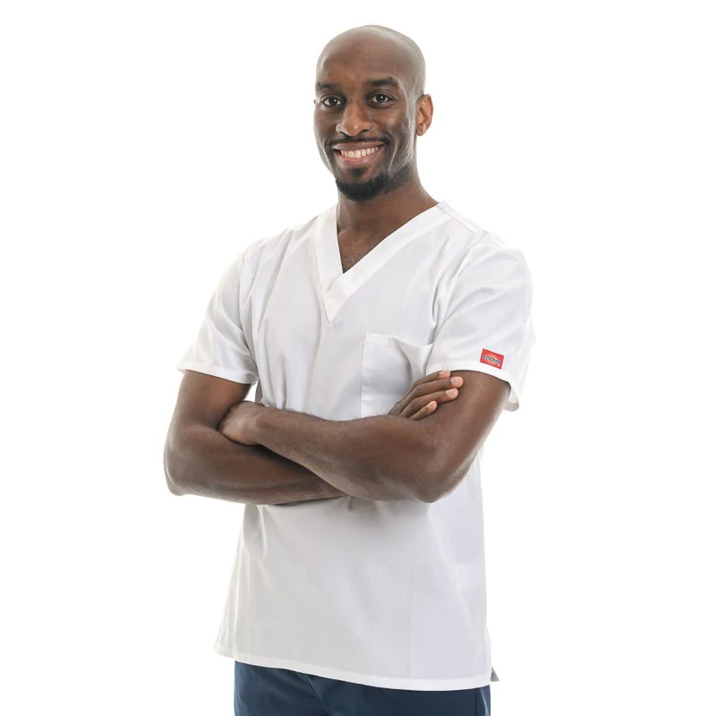 Tunique Médicale Unisexe Manches Courtes Blanc Col V - DICKIES MEDICAL - Image 2