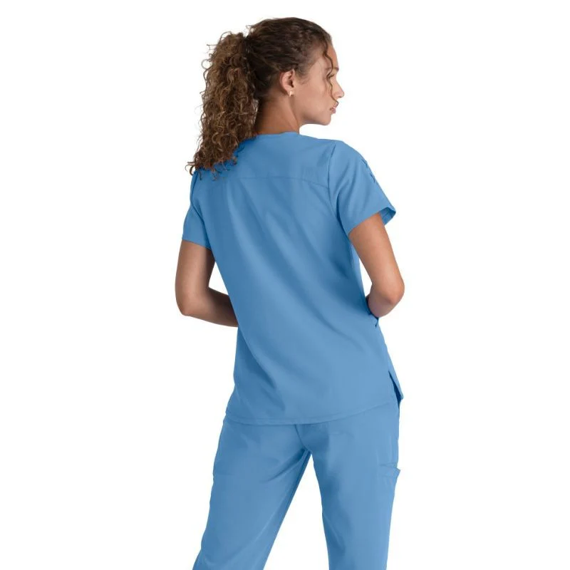 Tunique Médicale Femme Bleu Ciel Manches Courtes Lacées - GREY'S ANATOMY BY BARCO - Image 3