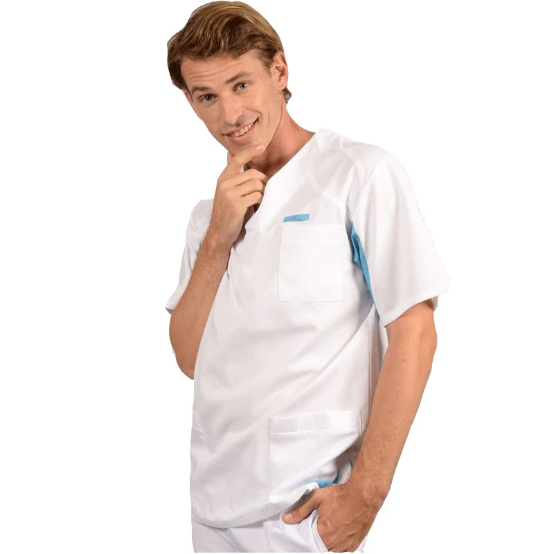 Tunique Médicale Homme Sah Blanc et Bleu Ciel - LAFONT SANTÉ - Image 2