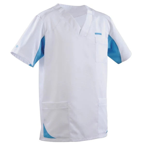 Tunique Médicale Homme Sah Blanc et Bleu Ciel - LAFONT SANTÉ - Image 3