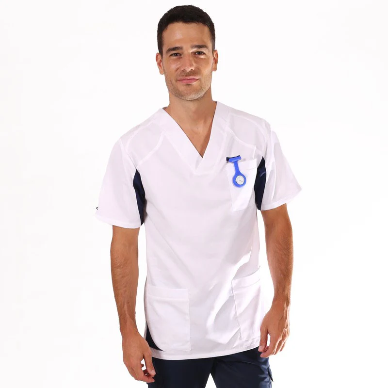 Tunique Médicale Homme Sah Blanc et Bleu Marine - LAFONT SANTÉ