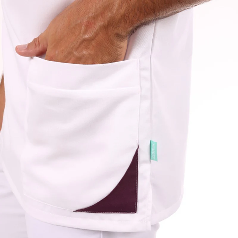 Tunique Médicale Homme Sah Blanc et Prune - LAFONT SANTÉ - Image 4