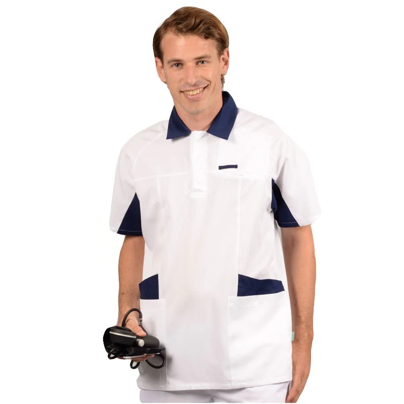 Tunique Médicale Homme Luc Blanc et Bleu - LAFONT SANTE