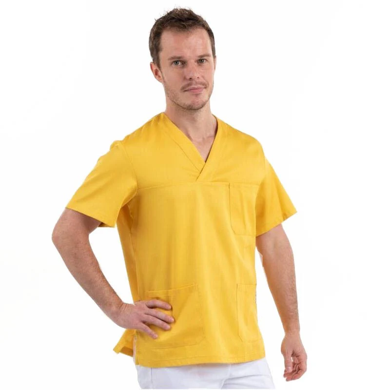 Tunique Medicale Homme Col V Jaune - EGOCHEF - Image 2