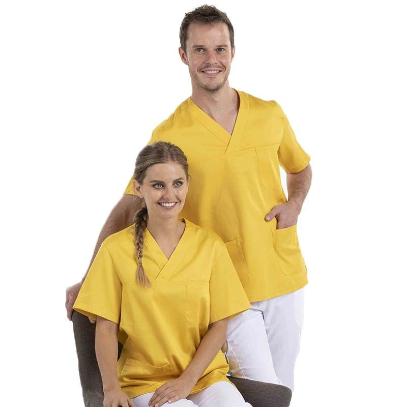 Tunique Medicale Homme Col V Jaune - EGOCHEF - Image 4