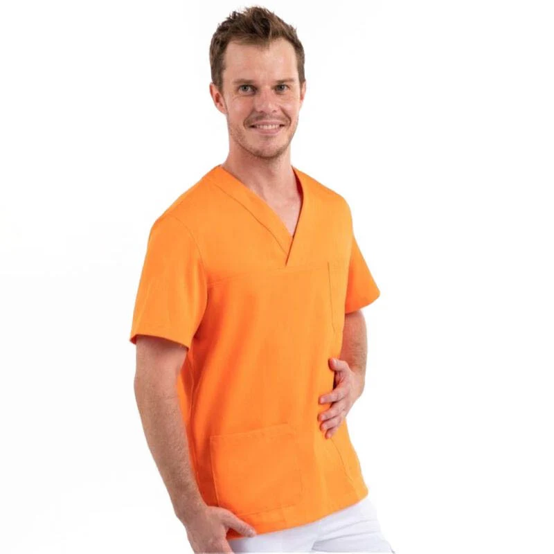 Tunique Medicale Homme Col V Orange - EGOCHEF - Image 2
