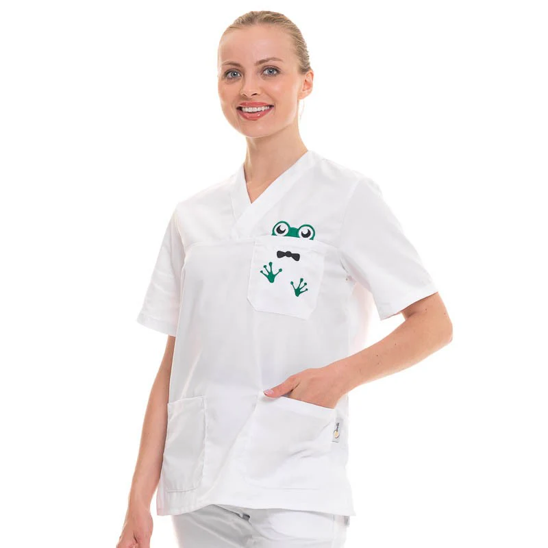 Tunique Médicale Unisexe Motif Grenouille Col V Lavable à 75° - MANELLI - Image 2