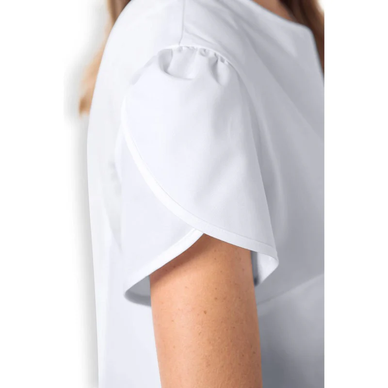 Tunique Médicale Femme Manches Courtes Blanc Col Cœur - CLINIC DRESS - Image 2