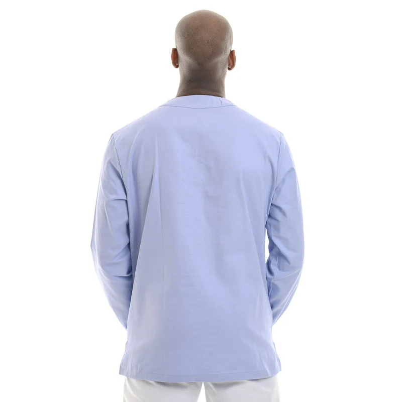 Tunique Médicale Unisexe Col V Bleu Ciel 100% Coton - EGOCHEF - Image 3
