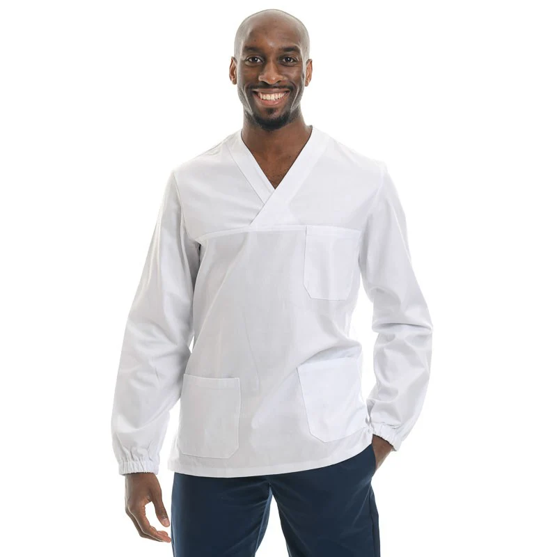 Tunique Médicale Unisexe Col V Bleu Ciel 100% Coton - EGOCHEF - Image 4
