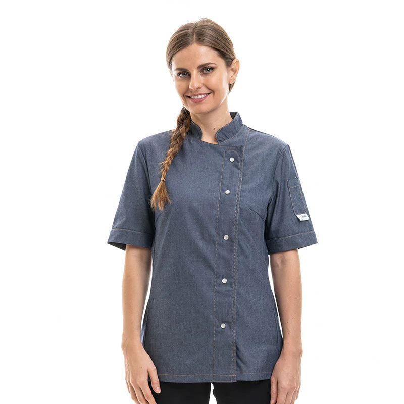 Veste Boulangère Femme Manches Courtes Poche Jean - MANELLI - Image 3