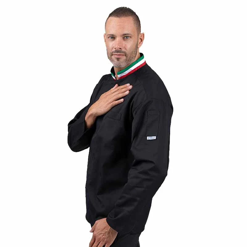 Veste de Cuisine Noire Col Italien - MANELLI - Image 2