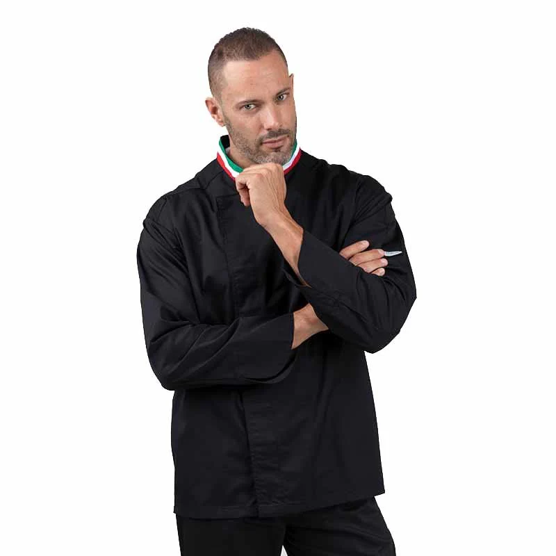Veste de Cuisine Noire Col Italien - MANELLI - Image 3
