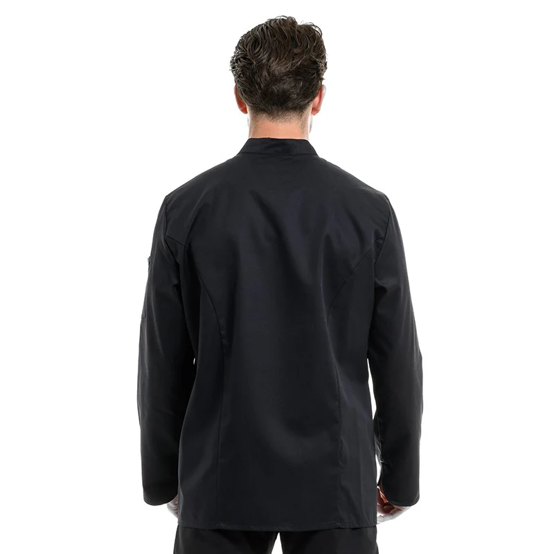 Veste Cuisine Unisexe Noire Liseré Écru Harti Manches Longues - ROBUR - Image 3