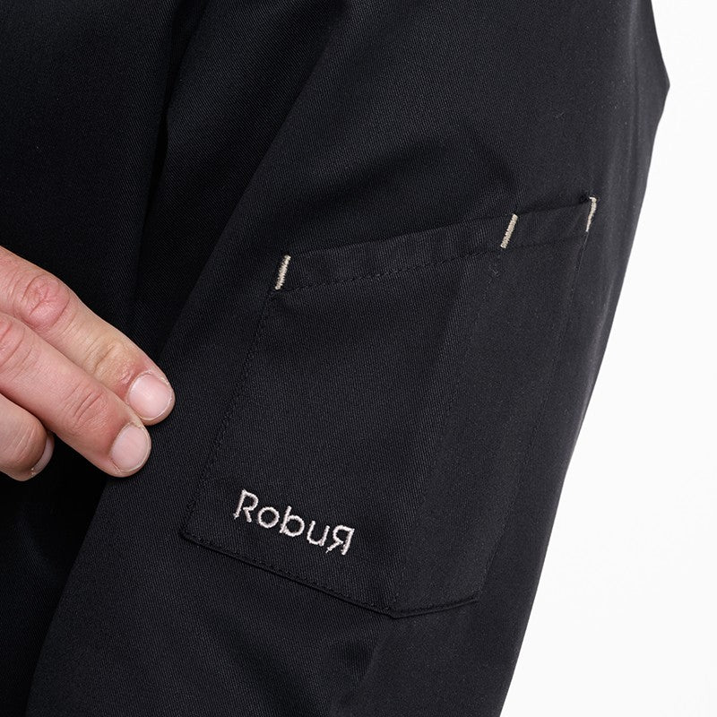 Veste Cuisine Unisexe Noire Liseré Écru Harti Manches Longues - ROBUR - Image 5