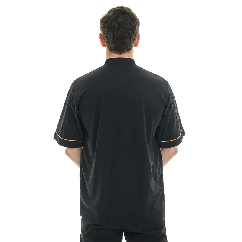 Veste de Boucher Homme Noire Liseré Orange - MANELLI - Image 3
