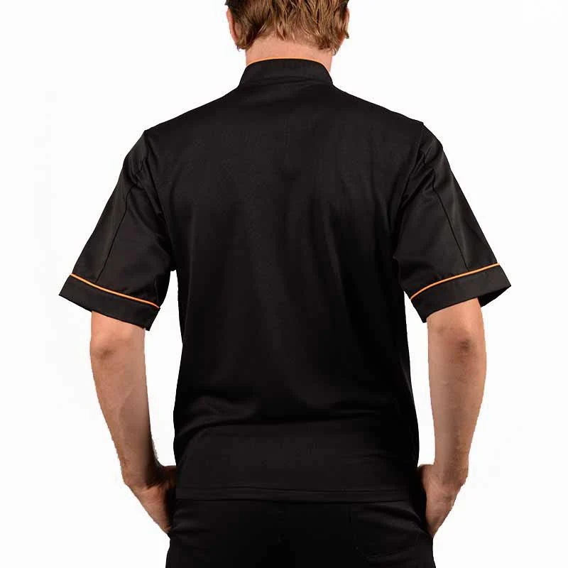 Veste de Boucher Homme Noire Liseré Orange - MANELLI - Image 3