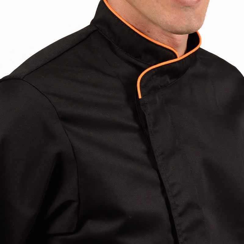 Veste de Boucher Homme Noire Liseré Orange - MANELLI - Image 4