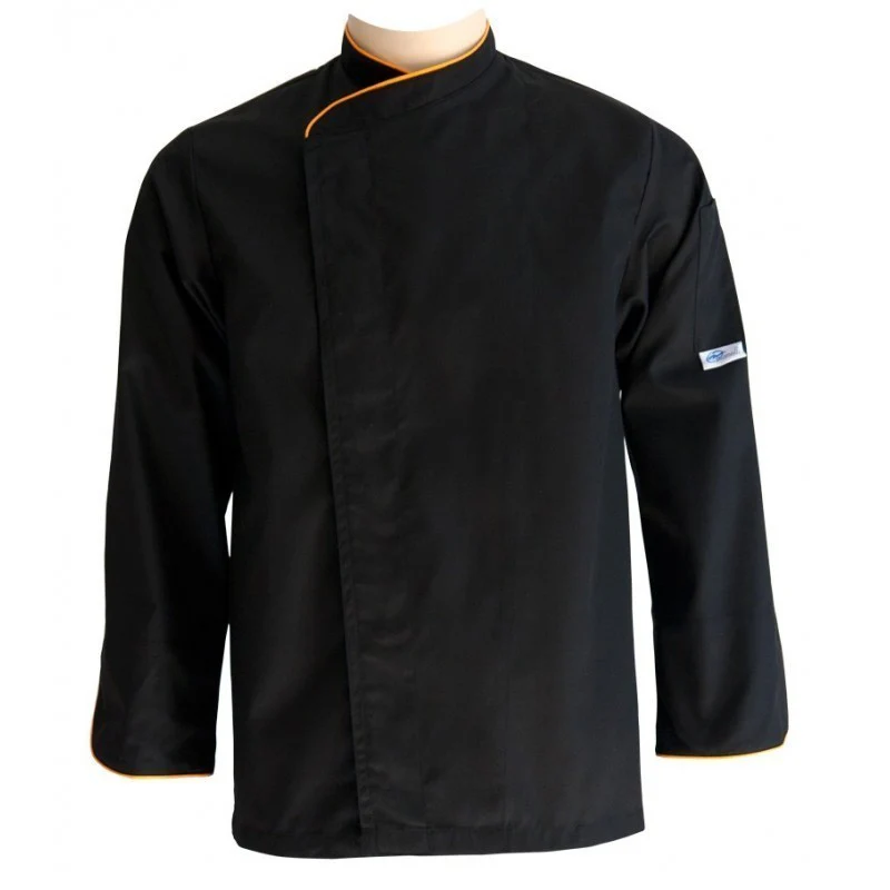 Veste de Boucher Homme Noire Liseré Orange - MANELLI - Image 5