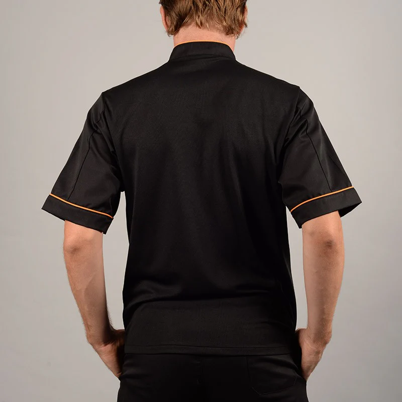Veste de Boucher Homme Noire Liseré Orange - MANELLI - Image 7