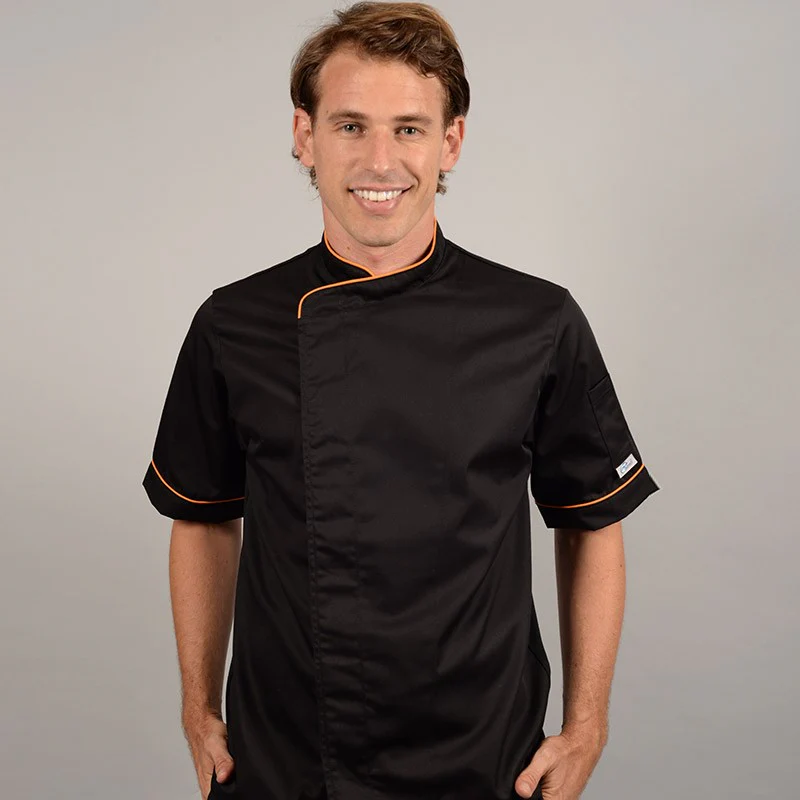 Veste de Boucher Homme Noire Liseré Orange - MANELLI - Image 8