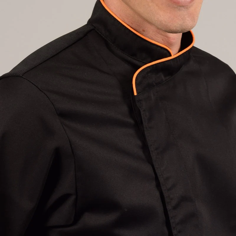 Veste de Boucher Homme Noire Liseré Orange - MANELLI - Image 9