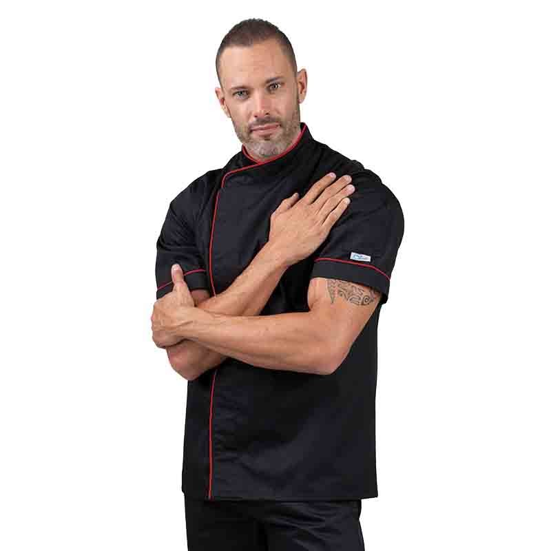 Veste de Boucher Noire Liseré Rouge - MANELLI - Image 3