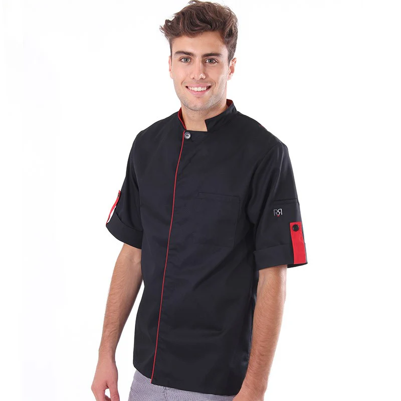 Veste de Boucher Noire Liseré Rouge Boko - ROBUR