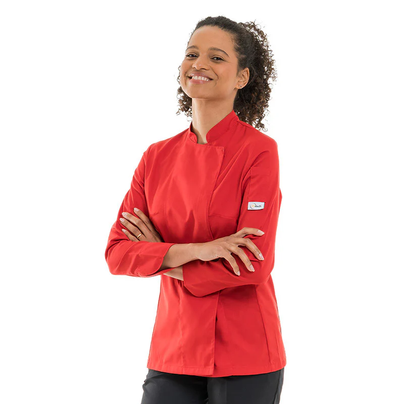 Veste de Bouchère Femme Manches Longues Rouge - MANELLI - Image 2