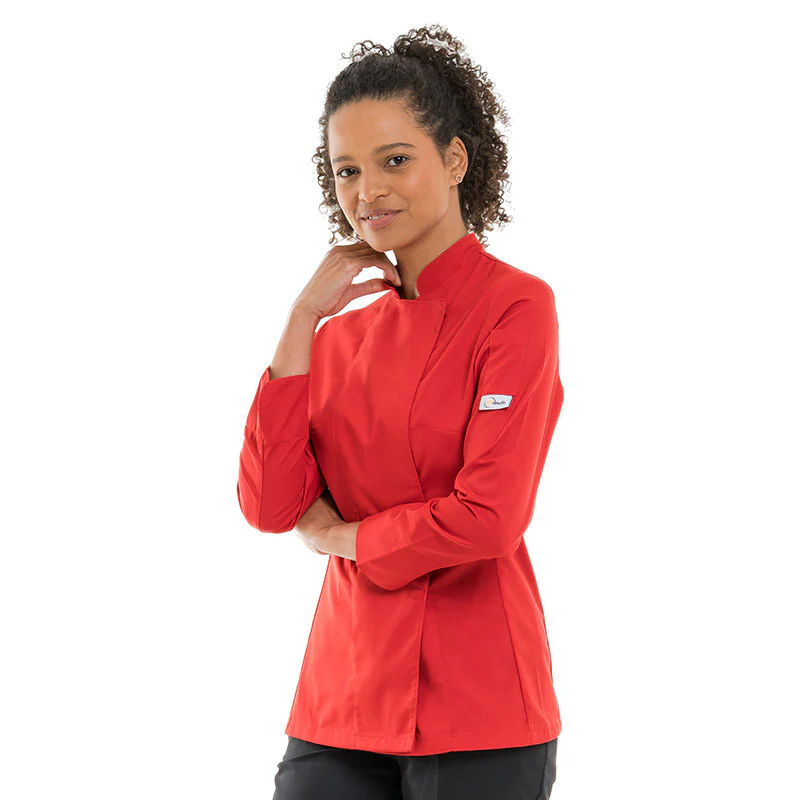 Veste de Bouchère Femme Manches Longues Rouge - MANELLI - Image 3