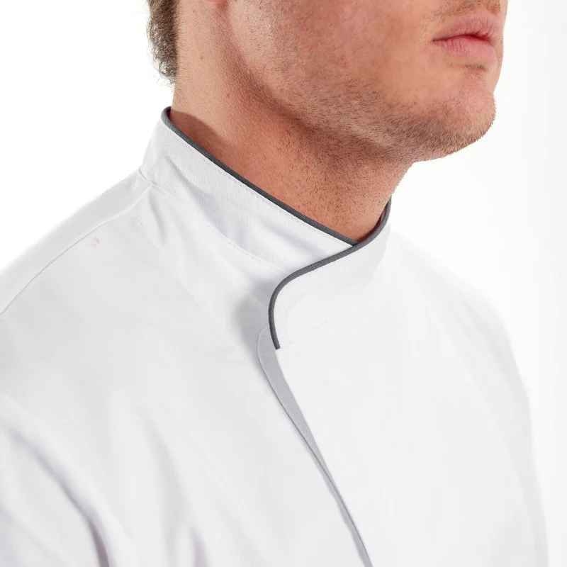 Veste de boulanger Blanche Liseré Gris foncé - MANELLI - Image 3