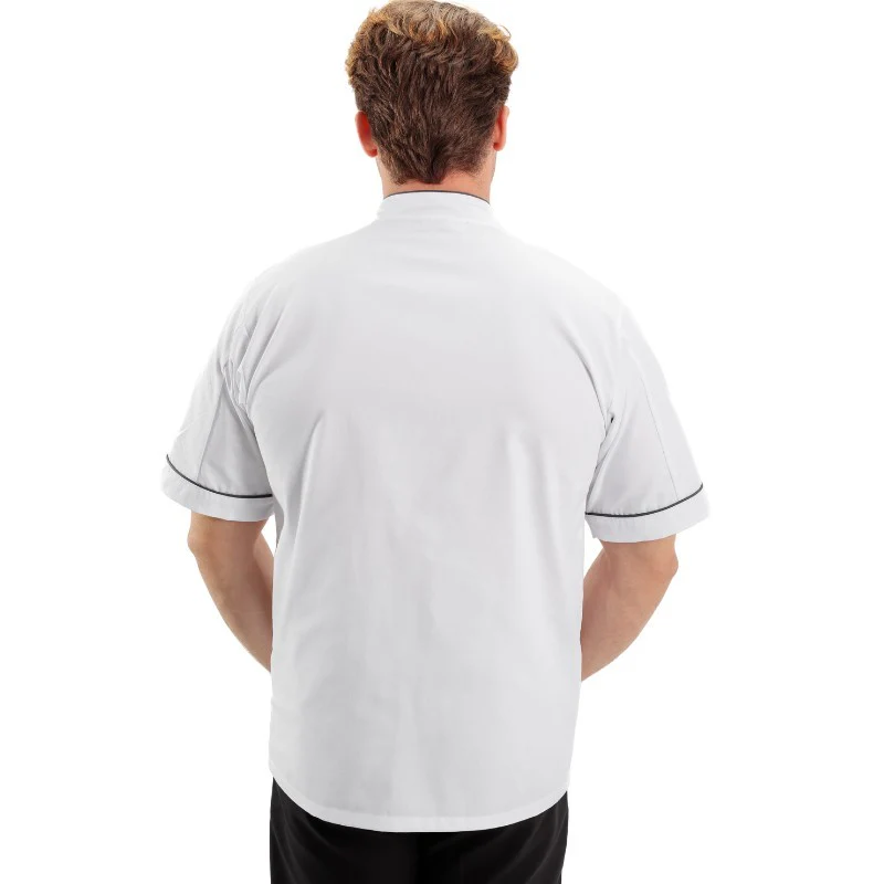 Veste de boulanger Blanche Liseré Gris foncé - MANELLI - Image 4
