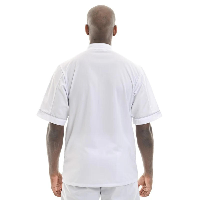 Veste de Boulanger Homme Manches Courtes Perfecto Blanche - MANELLI - Image 3