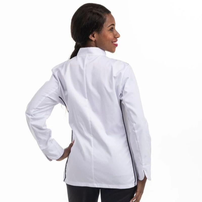 Veste de Boulangère Femme Blanche Liseré Noir Aération Côté - MANELLI - Image 3