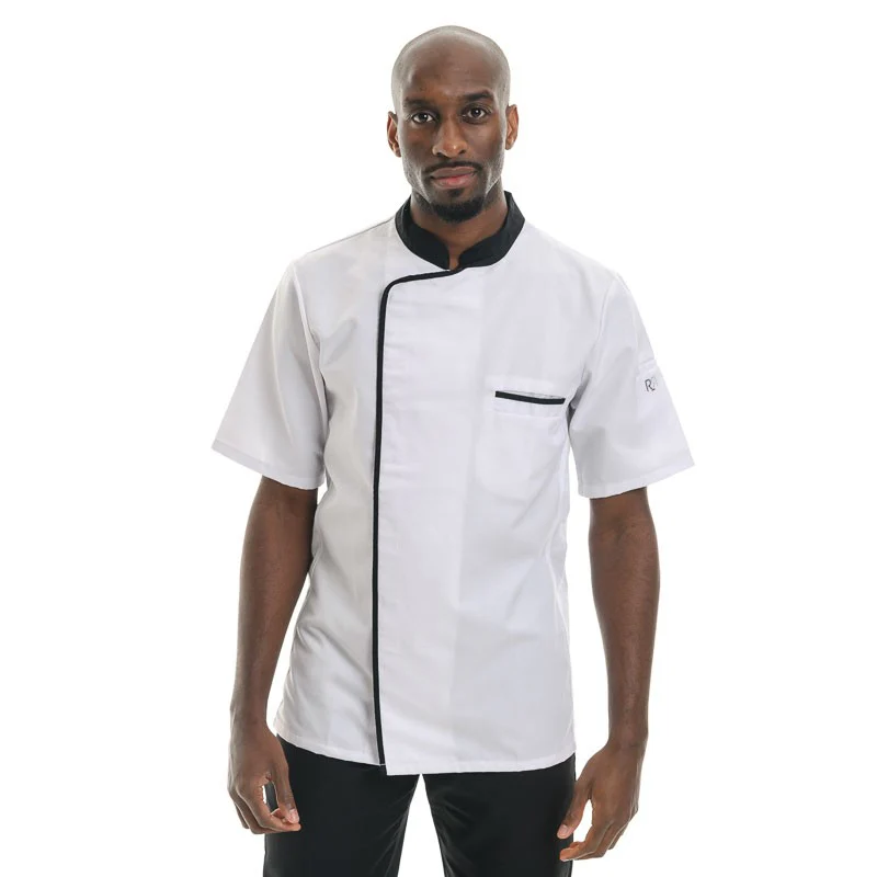 Veste de Cuisine à Manches Courtes Blanche et Noire Energy - ROBUR