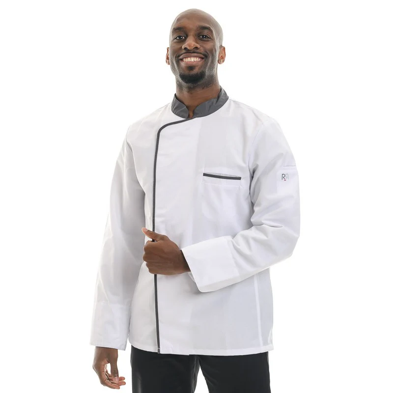 Veste de Cuisine à Manches Longues Blanc Anthracite Energy - ROBUR