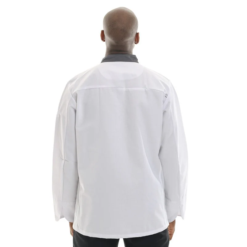 Veste de Cuisine à Manches Longues Blanc Anthracite Energy - ROBUR - Image 3