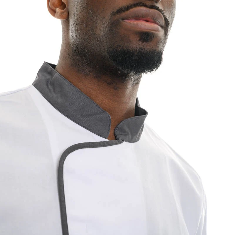 Veste de Cuisine à Manches Longues Blanc Anthracite Energy - ROBUR - Image 5