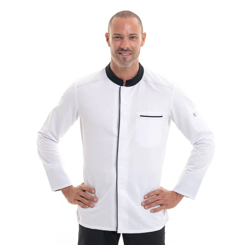 Veste de Cuisine Abax Manches Longues Blanc et Noir - ROBUR