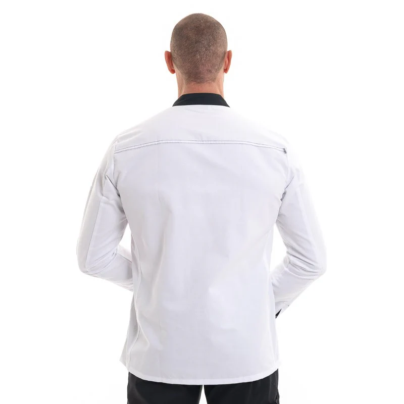 Veste de Cuisine Abax Manches Longues Blanc et Noir - ROBUR - Image 2