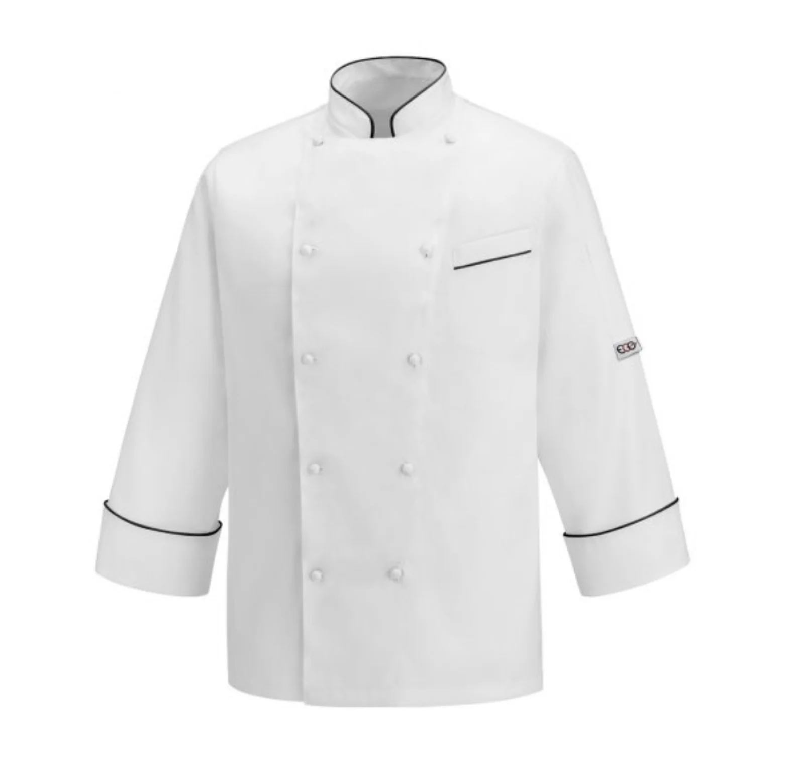 Veste de Cuisine Homme Manches Longues Andrea Piping Blanche Liseré Noir - EGOCHEF - Image 10